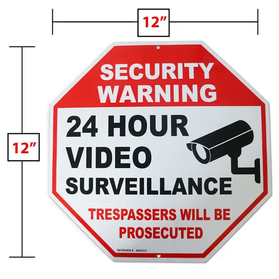 Reflective Video Surveillance Camera CCTV Warning Security Yard Sign Board 