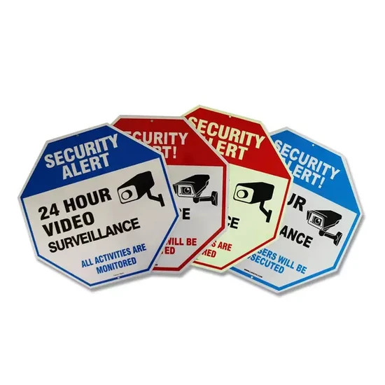 Reflective Warning 24 Hour Video Surveillance Security Camera System Operation Metal Yard Sign 